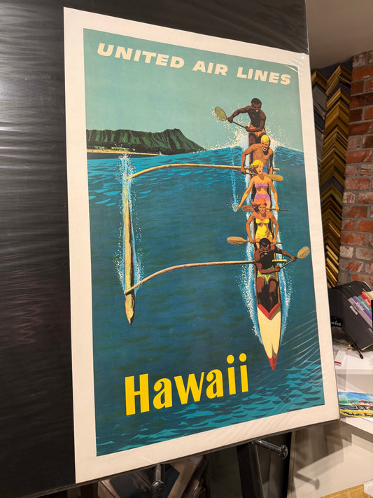 Hawaii United Airlines Vintage Travel Poster